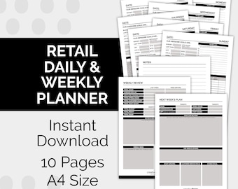 Retail Sales Planner | Daily Weekly Tracker, KPI Log (A4 PDF)