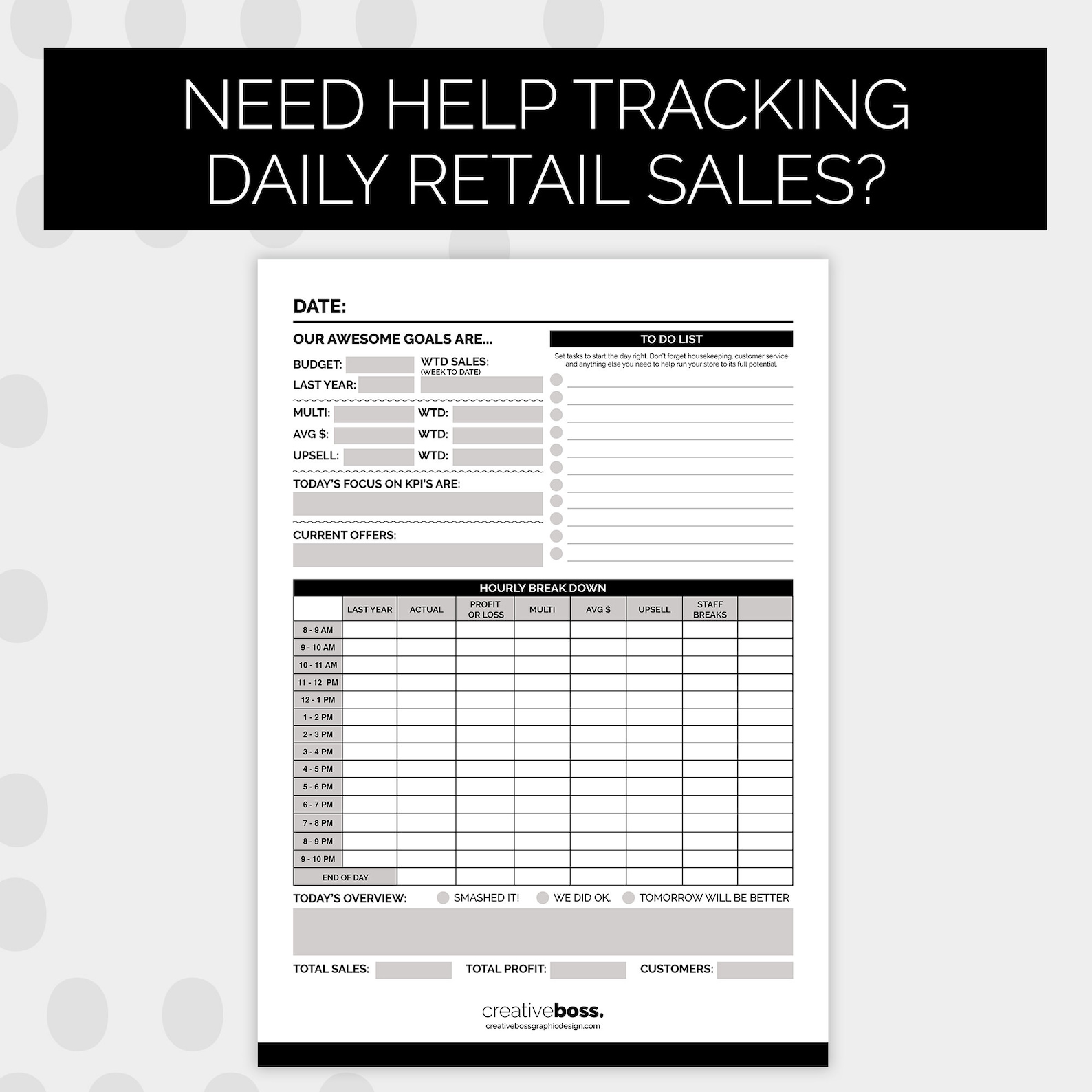 Downloadable Business Daily Sales Planner / Retail Organiser ...