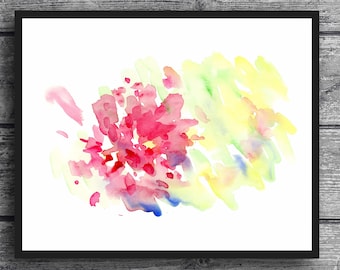 Bougainvillea Glabra, Red Flower Painting, Watercolor Flower, Art Print
