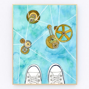 Tutto funziona sempre per me, le cose funzionano sempre per me, pittura ad acquerello, stampa artistica