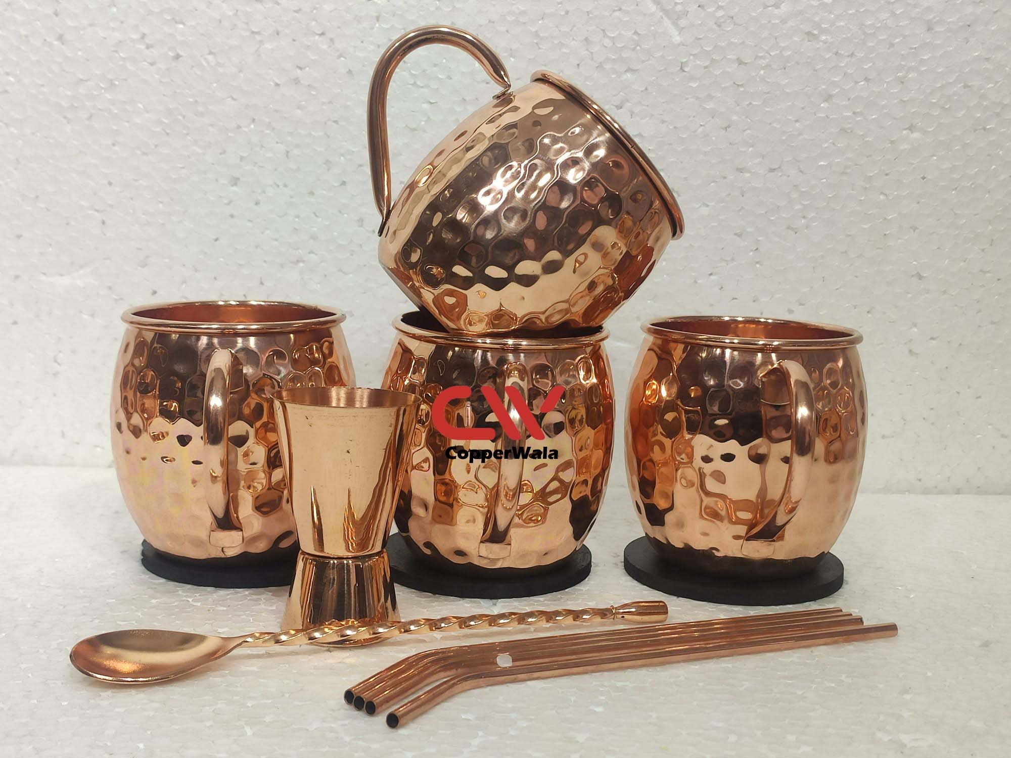 Moscow Mule Copper Mugs with 4 Straws and Shot Glass Set of Etsy