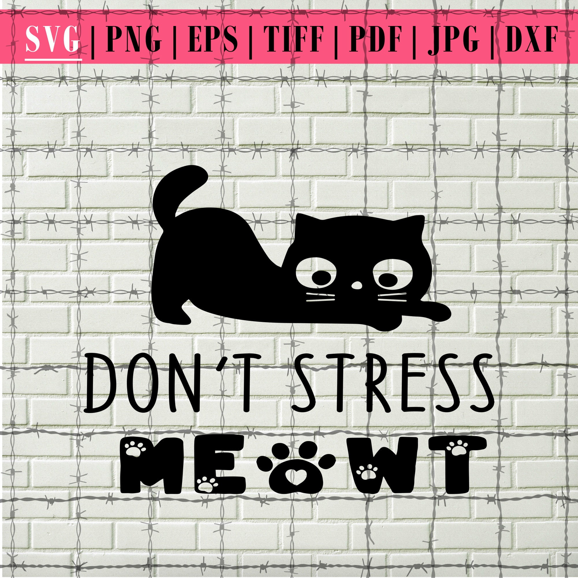 Don't Stress Meowt SVG Download Cat Face svg Cat svg | Etsy