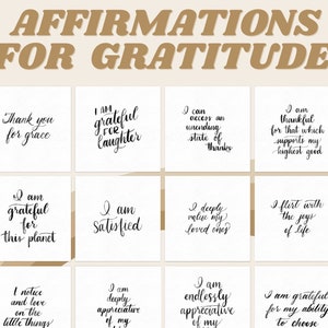 Affirmations de gratitude pour les adultes, mantras pour la gratitude, cartes de tableau de vision d’appréciation avec PNG pour les autocollants de planificateur numérique