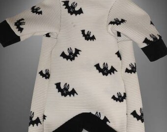 Tiny Bats on White Ribbed Shirt for Sphynx Cats