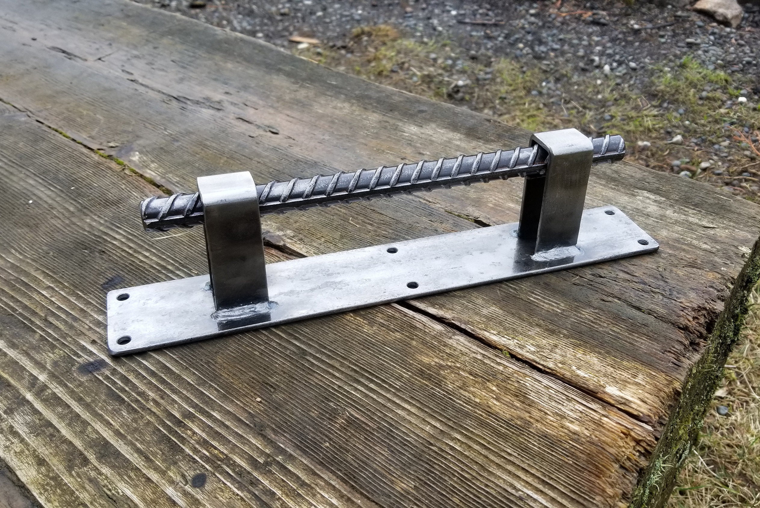 Heavy duty Industrial Modern steel rebar door handle pull Etsy