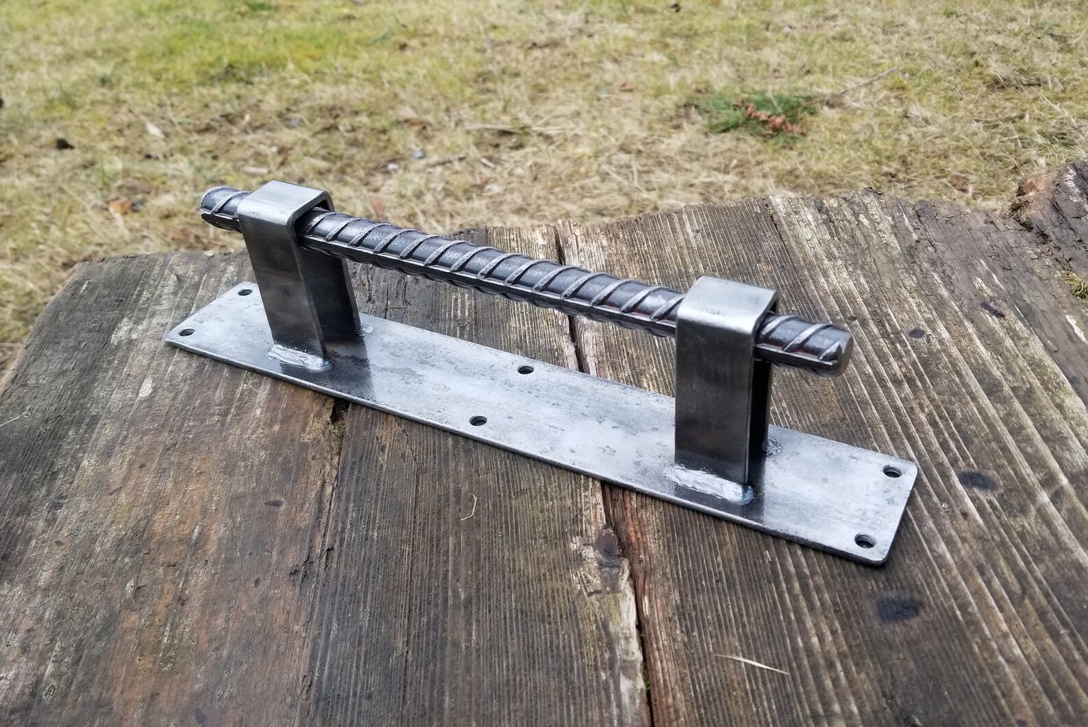 Heavy duty Industrial Modern steel rebar door handle pull Etsy