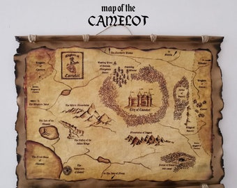 Camelot Map,Kingdom of Camelot, Handmade Scrolls, Map of King Arthur's Kingdom, Merlin, knights of the round table