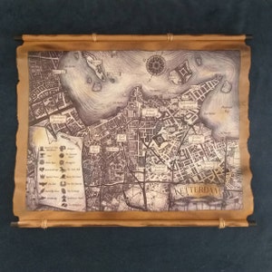 Mapa de Ketterdam, mapa de Ketterdam de estilo antiguo o pergamino, mapa de Grishaverse, mapa de Six of Crows