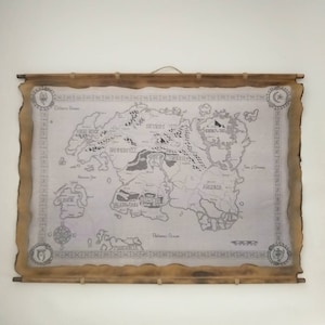 Mapa de Tamriel, Mapa de Skyrim, Elder Scrolls, Mapa de fantasía, Pergamino hecho a mano