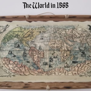 Die Welt um 1565 - Vintage Alte Weltkarte 1565 Alte Landkarte Antike Restauration DekorAtor Stil Weltkarte Fine Art Print Alte Landkarte der Weltkarte