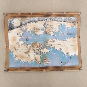 Mapa de las Tierras de los Sueños de HP Lovecraft, pergamino hecho a mano, mapa del mundo de fantasía, mapa de las Tierras de los Sueños