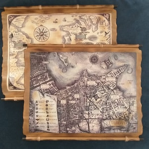 Grisha Map + Ketterdam Map, Karte von Grishaverse, Karte von Ravka, Ketterdam und Grisha Map, handgemachte Rollkarte