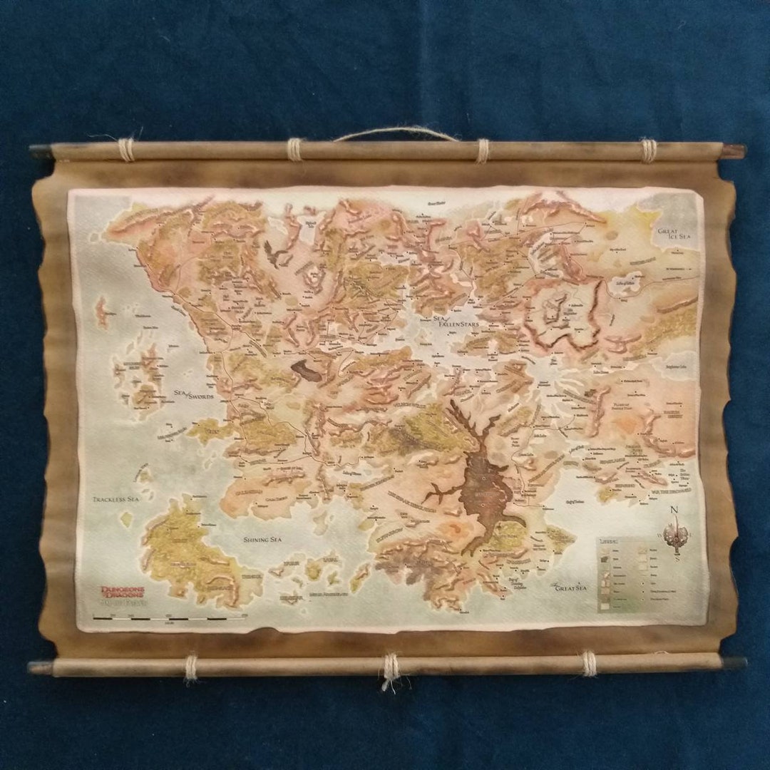 Map of Faerun, Handmade Scroll, Forgotten Realms Map, Dungeons and