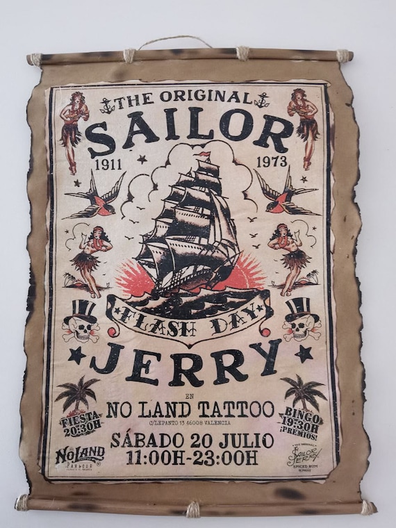 Sailor Jerry Poster - Retro Vintage Handmade Scroll - Etsy