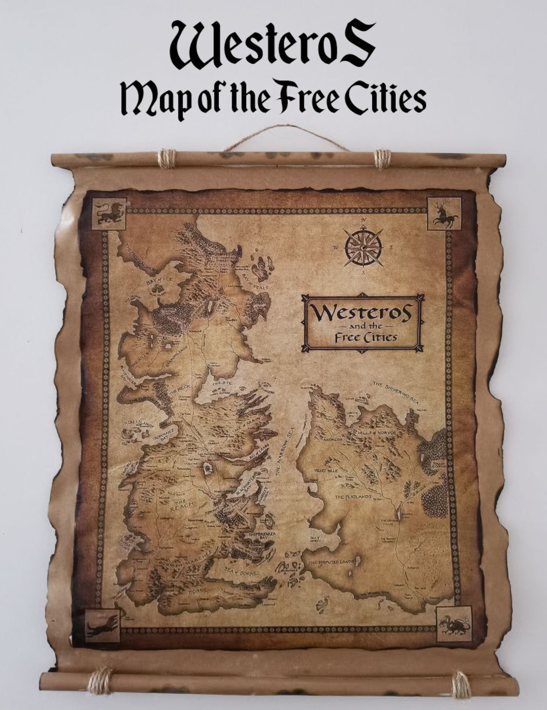 Game of Thrones Map of Westeros and the Free Cities Etsy
