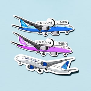 2+ Pack Dreamliner Boeing 787 Airplane Aviation Glossy Vinyl Sticker | Decal | Water-Resistant | Water Bottle Sticker | Pilot Gift