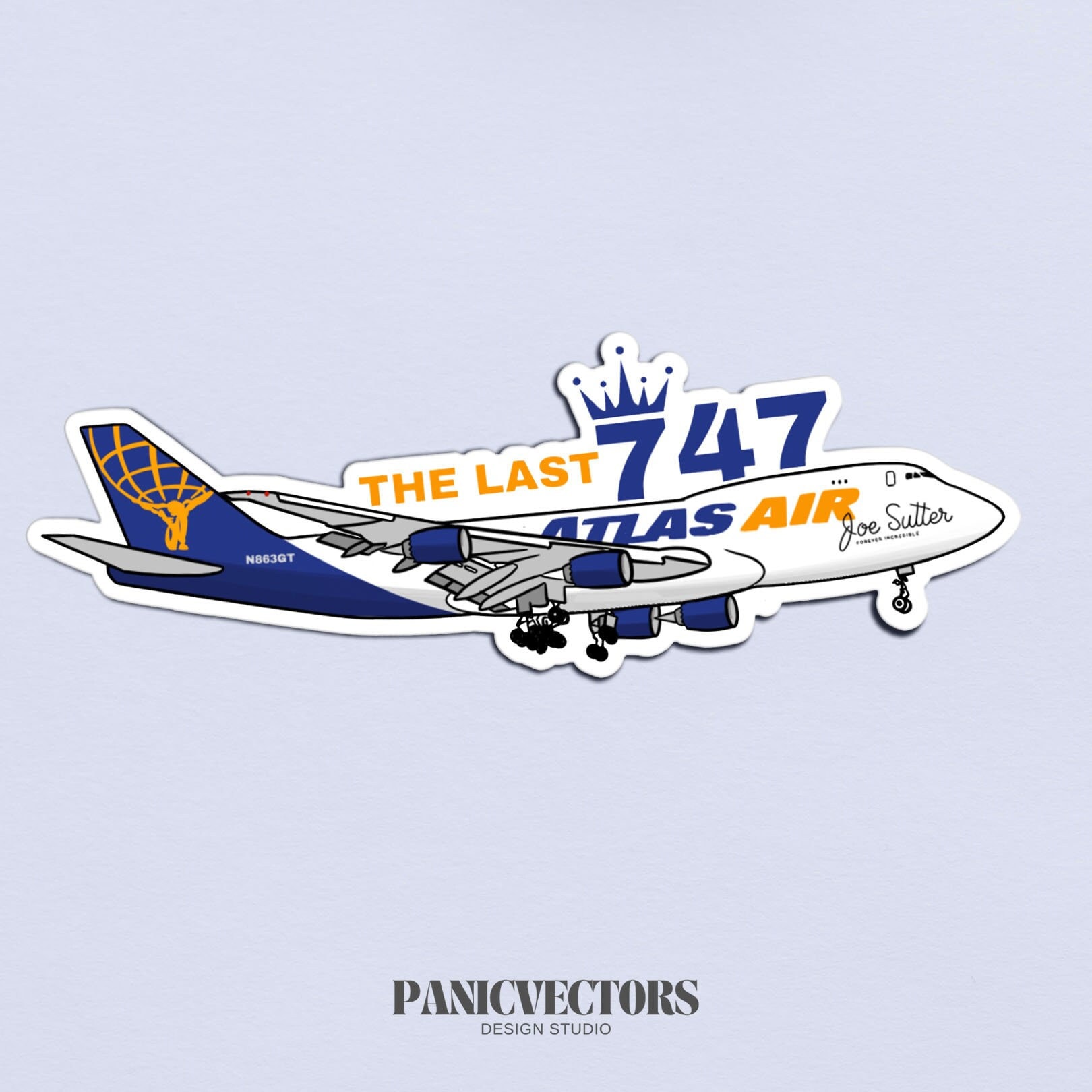 2+ Pack the Last 747 Atlas Air Boeing Aviation Glossy Vinyl Sticker ...