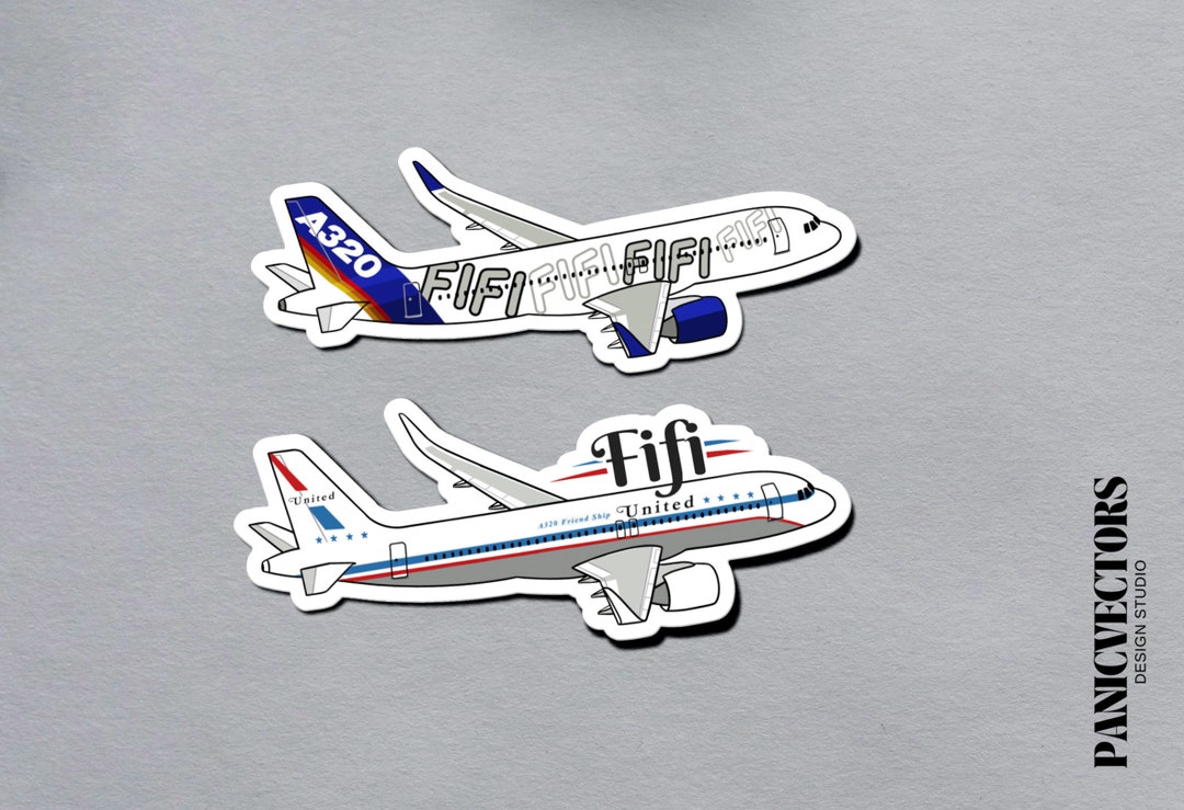 2+ Pack Fifi the Airbus A320 Aviation Glossy Vinyl Sticker | Decal ...