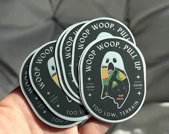 2+ Pack Woop Woop, Pull Up Too Low, Terrain Halloween  Matte Reflective Aviation Vinyl Sticker | Water-Resistant | Water Bottle | Pilot