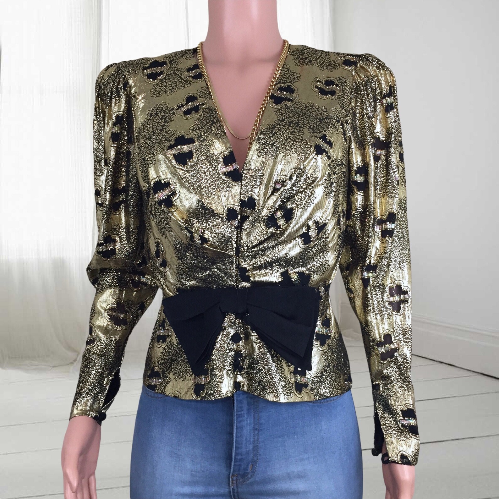 black and gold foil blouse
