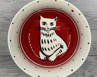 Сute cat / Handpainted deep plate