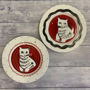 Сute cat / Handpainted dinner plate image 4