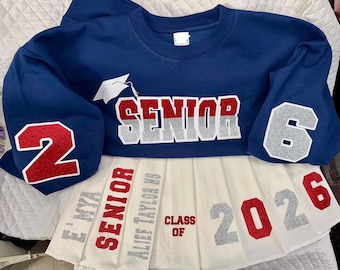 Senior Skirt and Shirt Outfit Sets, Class of ,Graduate, Cute Skirt Outfit, Shoe Outfit
