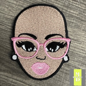 Breast Cancer Awareness Beautiful Lady Patch, Lady With Glasses Patch