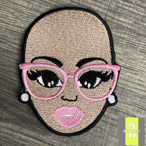 Breast Cancer Awareness Beautiful Lady Patch, Lady With Glasses Patch