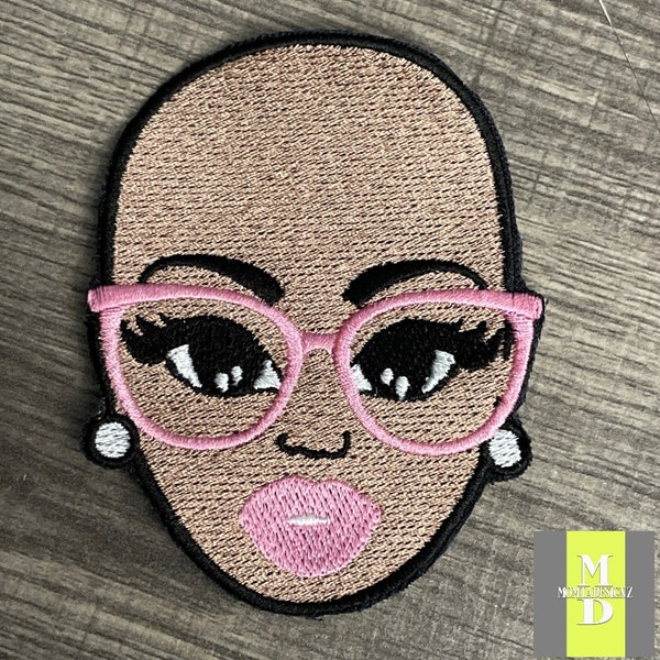Breast Cancer Awareness Beautiful Lady Patch, Lady With Glasses Patch