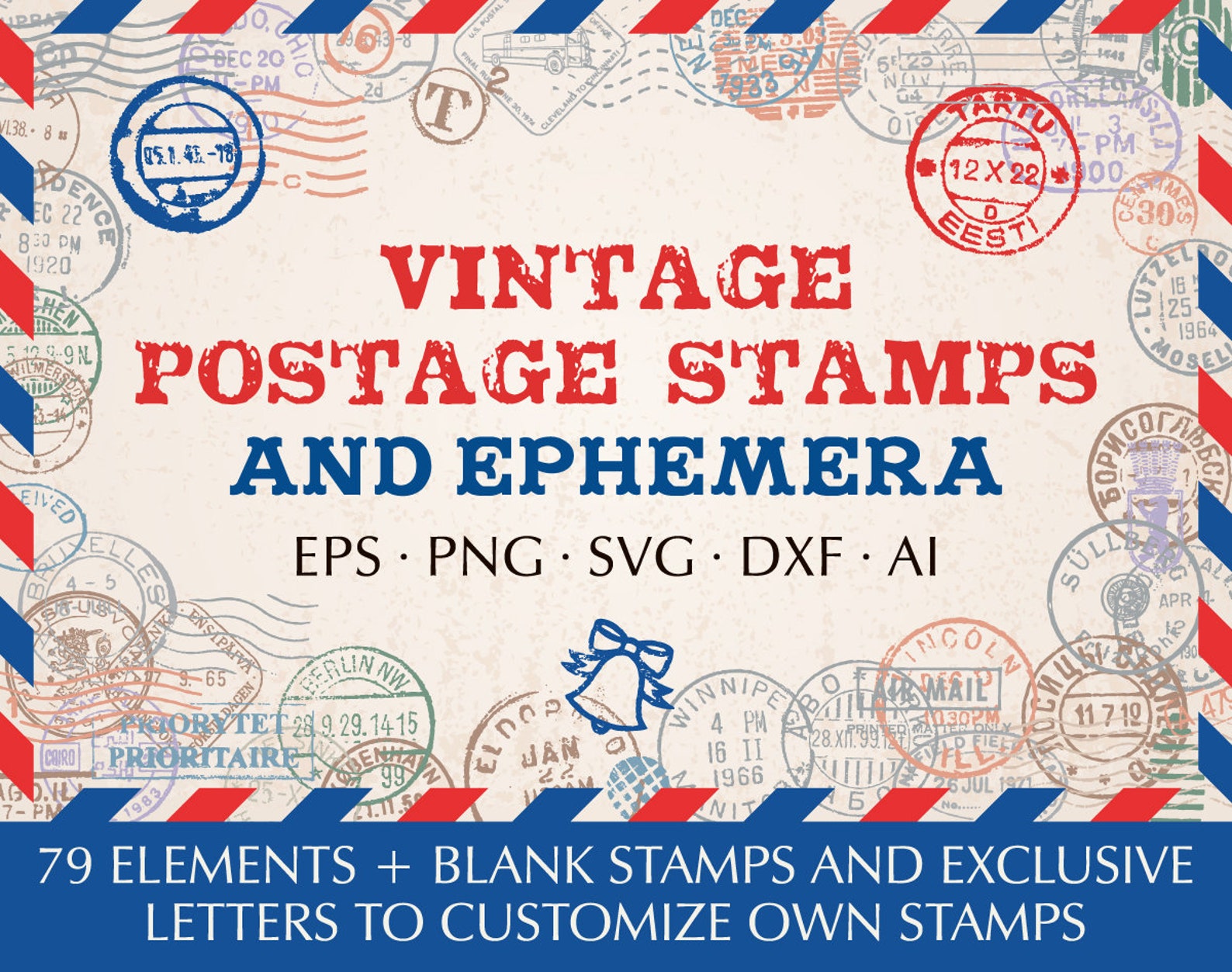 Postage Letter Stamps Svg Bundle Vintage Postal Mail Pack Etsy