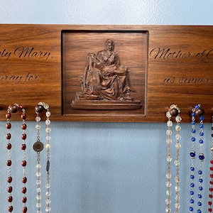 Rosary Holder - Pieta - Walnut