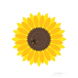 Sunflower & Bumble Bee - Fine Art Print