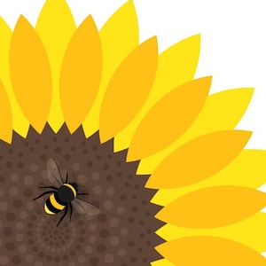 Sunflower & Bumble Bee - Vivid Series - Fine Art Print