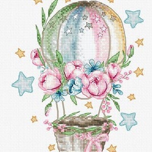 Counted Cross Stitch Kit, Luca-S, Balloon, B7007, 16 Count Aida, 13.5cm x 19cm