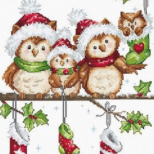 Counted Cross Stitch Kit, Luca-S, The Owls, 16 Count Aida, 19cm x 26.5cm