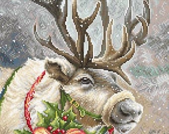 Counted Cross Stitch Kit, Luca-S, Christmas Deer, B598, 18 Count Aida, 21c x 30cm