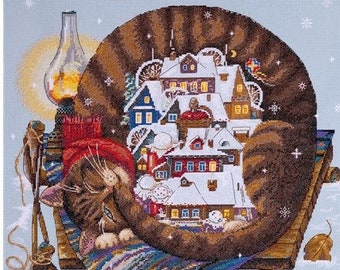 Kreuzstichpackung Merejka, Cozy Winter, 16 Count Aida, 36cm x 36cm