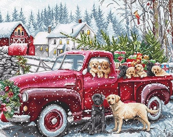 Counted Cross Stitch Kit, LetiStitch, Christmas Delivery, L8014, 16 Count Aida
