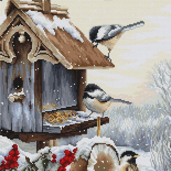 Counted Cross Stitch Kit, Luca-S, Bird House, 16 Count Aida, 26cm x 38cm