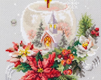 Counted Cross Stitch Kit, Magic Needle, Christmas Candle, 100-231, 14 Count Aida, 16cm x 23cm