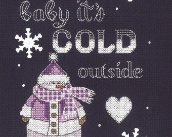 Counted Cross Stitch Kit, Janlynn, Baby It's Cold Outside, 14 Count Aida, 13cm x 18cm