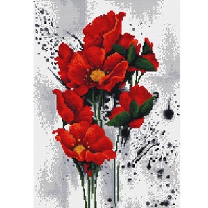 Counted Cross Stitch Kit, Luca-S, The Poppies, B7014, 25 Count Lugana, 26cm x 38cm