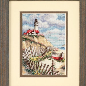 Counted Cross Stitch Kit, Dimensions, Cliffside Beacon, Petite Gold Collection, 18m Count Aida, 13cm x 18cm