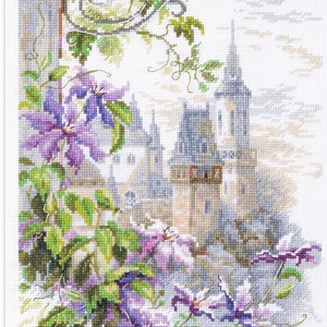 Counted Cross Stitch Kit, Magic Needle, Fragrance Of Clematis, 250-064, 16 Count Aida, 20cm x 26cm