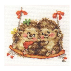 Counted Cross Stitch Kit, Alisa, On The Swings, 14 Count Aida, 14cm x 13cm