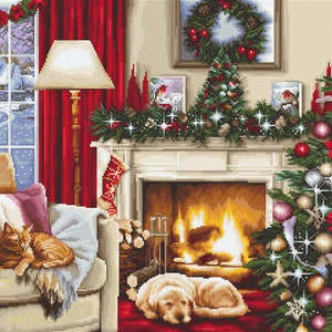 Counted Cross Stitch Kit, Luca-S, Christmas Interior, B591, 18 Count Aida, 48.5cm x 34cm