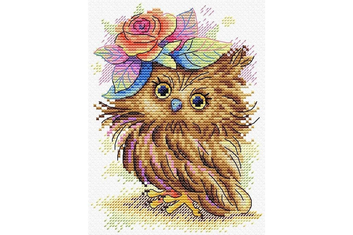 Counted Cross Stitch Kit, M P Studia, Charming Owl, 14 Count Aida, 16cm x 12cm