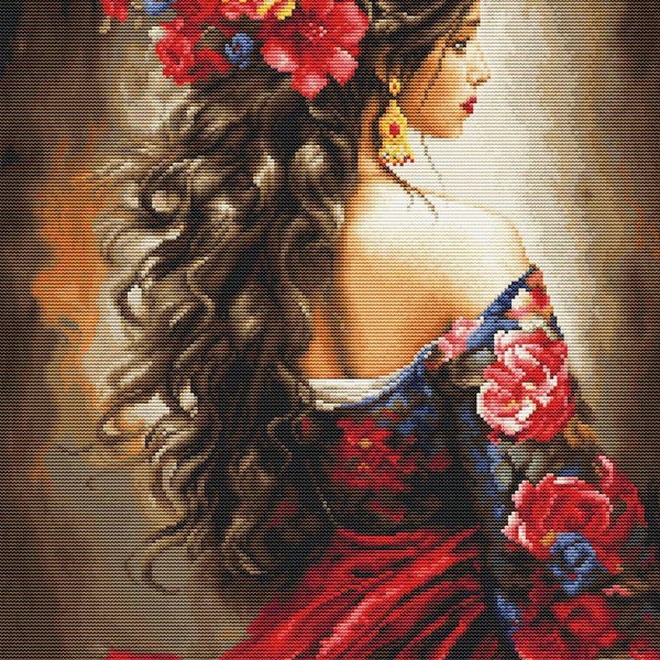 Counted Cross Stitch Kit, Luca-S, The Spanish Girl, B702, 16 Count Aida, 30cm x 44cm