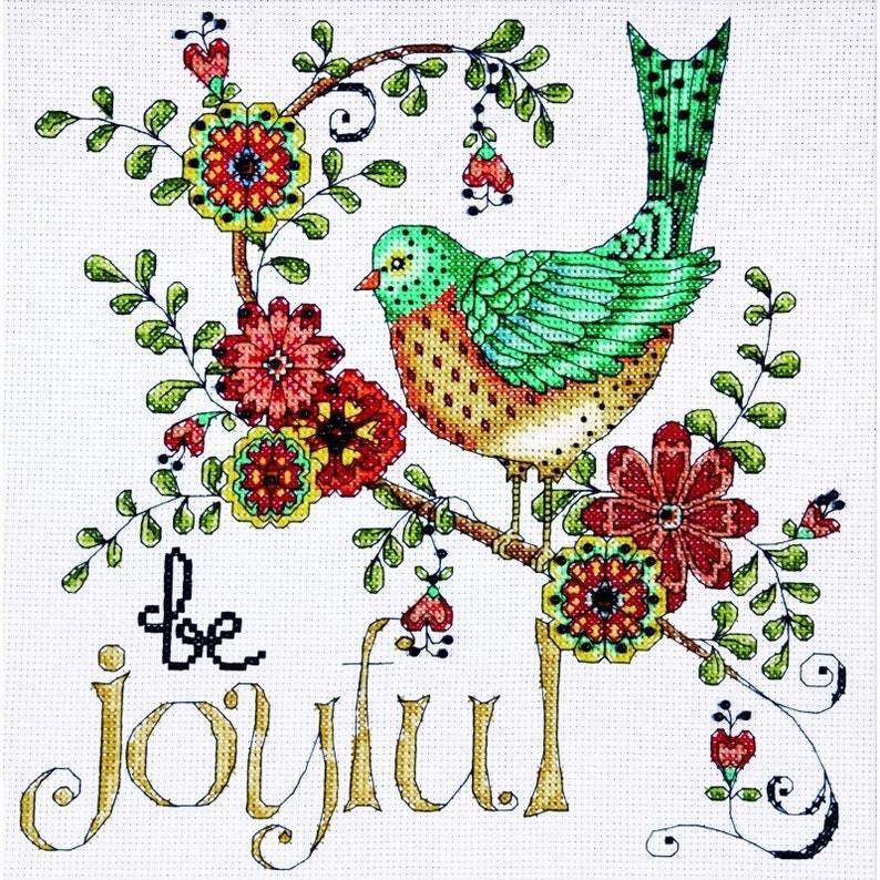 Counted Cross Stitch Kit Design Works Be Joyful 14 Count Etsy